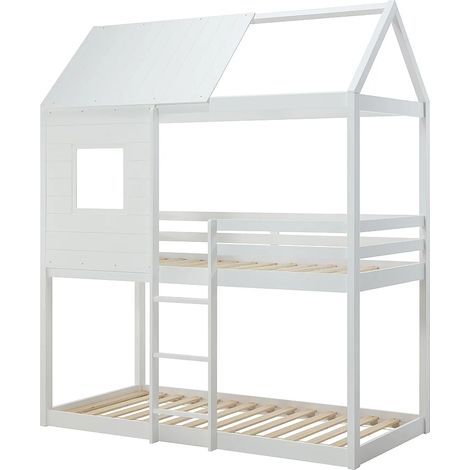 Letto a castello capanna 2 x 90 x 190 cm Abete e MDF Bianco - LIDOVARA (1/5)