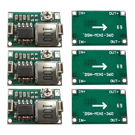 Module Mini 360 Abaisseurs DC-DC, Convertisseur 4.75-23V vers 1,0V-17V de Tension Réglable, Régulateur d’Alimentation 3A pour Projets Électroniques DIY (1/5)