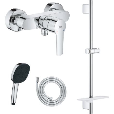 Pack mitigeur douche mécanique GROHE Start + Douchette Vitalio Comfort 110 + Barre Quickflix Vitalio Smartactive + Flexible