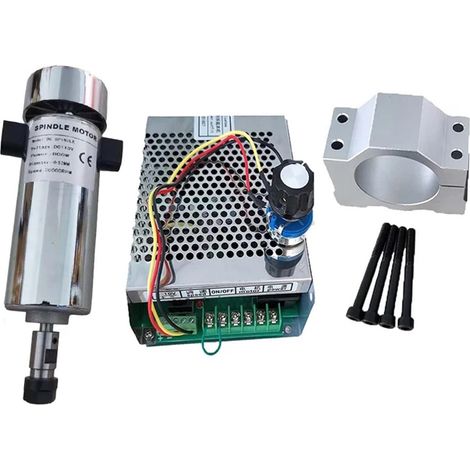 Kits de moteurs de broche CNC Kit de moteur de broche CNC refroidi par Air, 0,8 kw, 20000 tr/min, ER16/mandrin 800W, moteur de broche + régulateur de vitesse d'alimentation for la gravure(800W Set 3) (1/5)