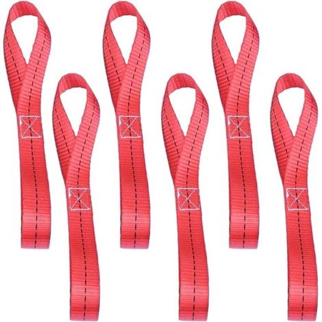 Pack Heavy Duty Nylon Soft Tie Down Straps for ATV, UTV, Motorcycle - 25 x 400mm - Red
