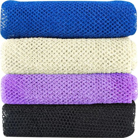 Ensemble de 4 pièces Filet de Douche Africain,Éponge Filet Africain,Haute Elasticité Ceinture de African Net Sponge,Filet éponge Exfoliant en Nylon Multicolore,Pour Hommes Femmes,à la Maison Voyage (1/5)