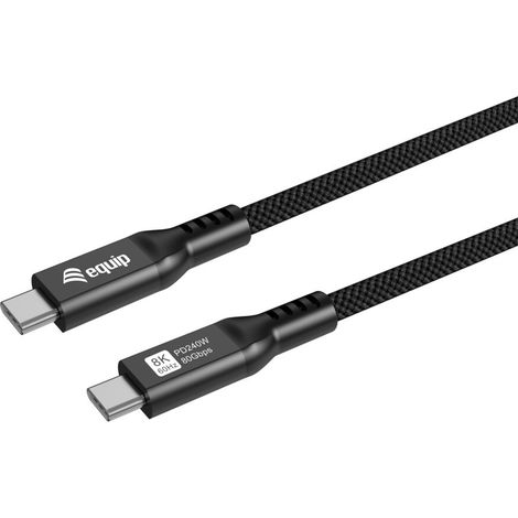 Equip Kabel USB-C4.0-C 80Gbps   PD240W St/St  1.20m schwarz (128441)