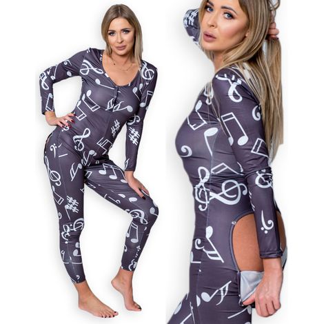 Damenpyjama, Valentinstagsgeschenk für Mädchen, Unzipped Gray Music XL