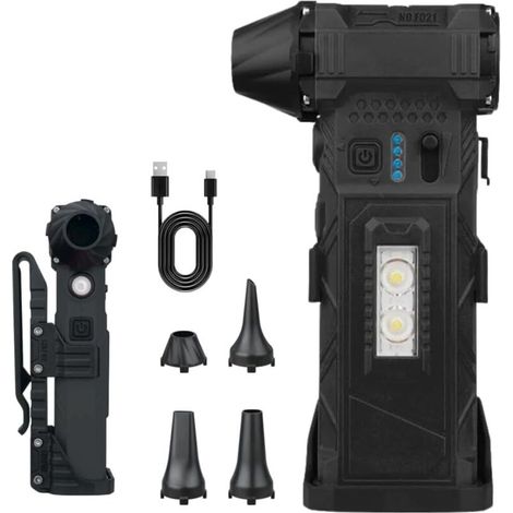Soffiatore ad aria compressa senza fili, velocità regolabile, 4 ugelli, torcia a LED, autonomia della batteria di 110 minuti (6000 mAh) (1/4)
