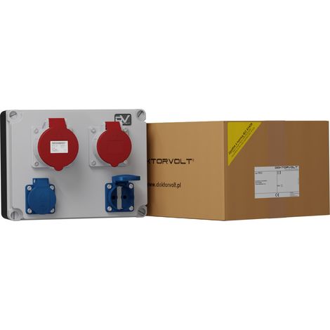 Tableau électrique de chantier FRED 32 A, 16 A, 2 x 230 V, Schuko, Mennekes, Doktorvolt® DV-2169-D (1/5)