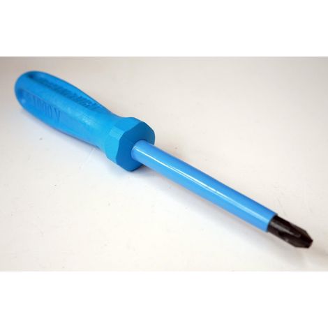 Tournevis cruciforme Phillips 8x100mm isolé 1000V manche bleu non-decolleté lame acier ATEX II PH3 DERANCOURT