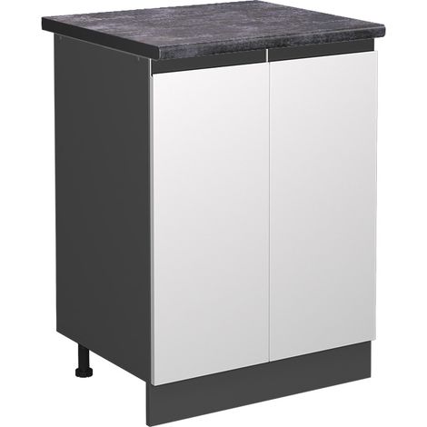 Mueble bajo de cocina R-Line, Blanco, 60 cm , ET Antracita, Vicco