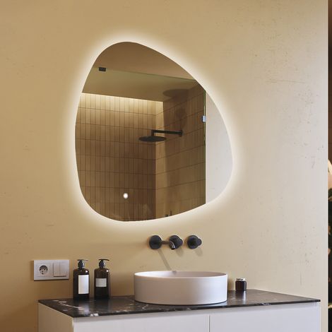 Artforma Miroir de salle de bain avec éclairage, 94x94, Interrupteur tactile, LED Dual, Miroir Irrégulier (1/5)