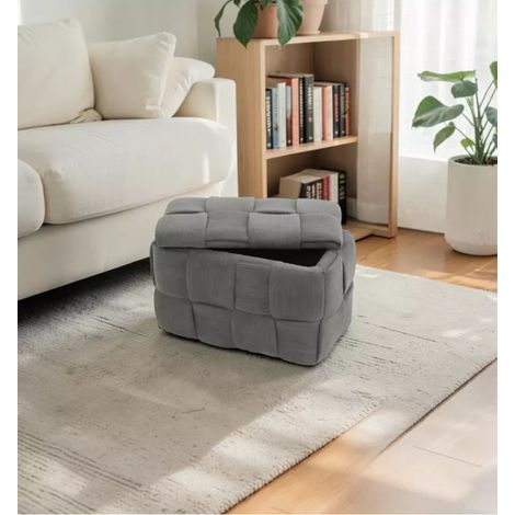 panchina contenitore intrecciata bellahome grigio scuro 60x36x38 cm (1/4)