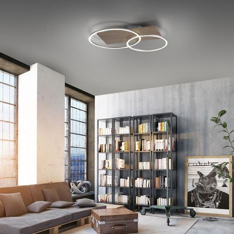 Paul Neuhaus CCT LED Deckenleuchte Palma stahl-holz 70 x 56 cm dimmbar Deckenleuchte (1/5)
