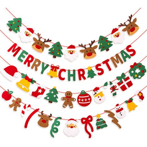 4 décorations de Noël en forme de bannière - 3M - Guirlande décorative à suspendre (1/3)