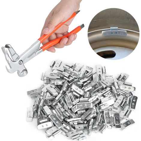 Lot de 100 masses de roue P-style 20g (0,71oz) à clipser, équilibrage pneu avec pince, kit accessoire auto, contrepoids jante acier, répartiteur de charge véhicule (1/3)