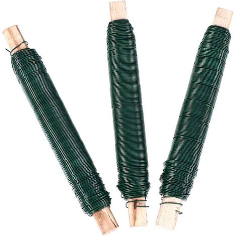 3 fils de fer galvanisés pour fleurs, 0,65 mm, 30 m, vert, fil de tuteur pour jardin et compositions florales (1/5)