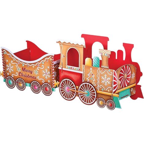 Train De Noël - Porte-Cadeaux Avec Compartiments Pour Bonbons Et Petits Cadeaux - Décoration Festive Pour Arbre Ou Cheminée - Lot De 1 (1/5)
