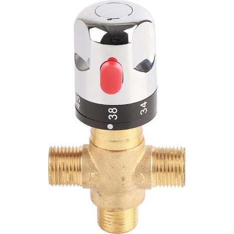 Laiton Thermostatique Mélangeur Tuyau Bassin Eau Température Thermostat Outil De Contrôle Pour Cuisine Salle De Bains (1/4)
