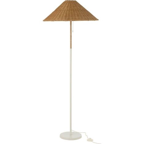 Lampadaire en Rotin "Preston" 154cm Naturel & Blanc (1/5)
