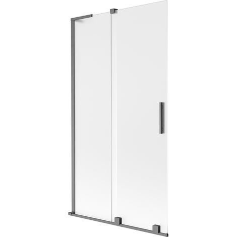 Mexen Velar L panneau de baignoire coulissant à 2 volets 100 x 150 cm, dépoli, gris canon brossé - 896-100-003-31-66 (1/2)