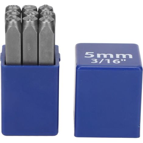 Jeu de 9 Poinçons Chiffres 5mm, Kit de Marquage Professionnel avec Boîte de Rangement pour Cuir et Bijoux