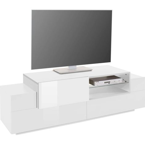 Meuble TV New Coro, L 160 x H 51 x P 45 cm, blanc (1/4)