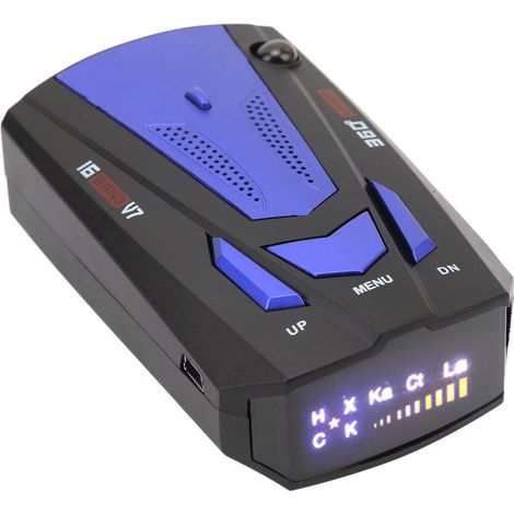 Détecteur de radar pour voiture, protection à 360°, alarme de vitesse, détecteur de chien électronique 16 bandes, testeur de vitesse pour compteur de vitesse, bleu (1/5)