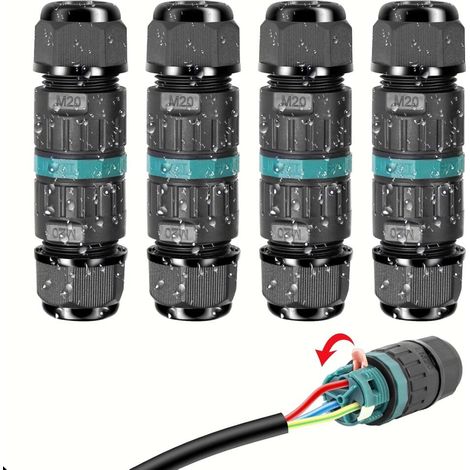 Raccord de Câble Étanche IP68 Extérieur, Domino Électrique 3 Fils Lot de 4 Compatible avec Câble 9 à 12mm (1/5)