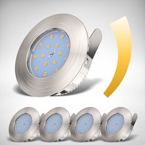 B.K.Licht – Lot de 5 spots LED encastrables IP44 – Ultra-plat dimmable 5,5W – Blanc chaud 3000K – Pour salle de bain – Installation sans transformateur