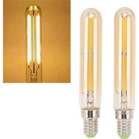 Deux petites ampoules à tube à essai T20120, lampes à filament flexible LED, éclairage décoratif rétro, ampoules à petit culot à vis E14, 220-240V, couleur or. (1/5)