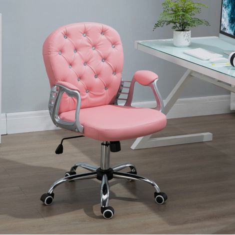 Silla de oficina ergonómica rosa de polipiel OKWISH (1/5)