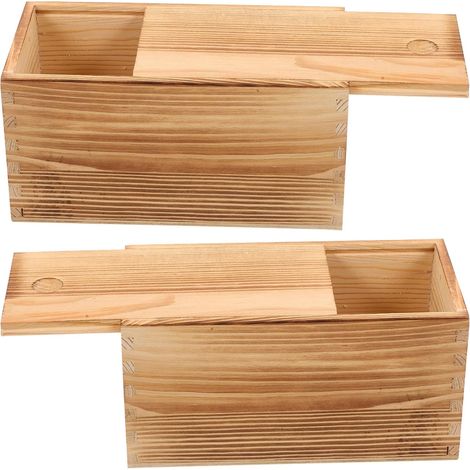 Boîte à Bijoux en Bois Coulissante 2pcs, Boîte de Rangement Légère et Portable en Bois Naturel, pour Organiser Bijoux et Petits Objets (1/5)
