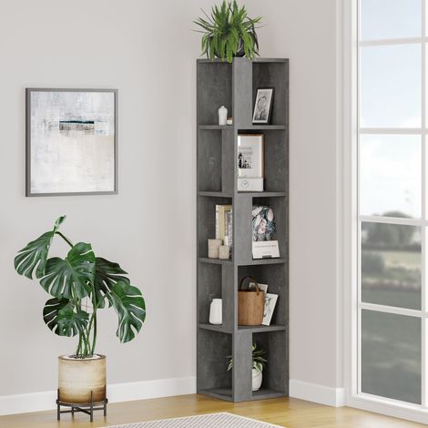 Decortie Piano Modern Corner Bookcase Display Unit - Retro Grey (1/5)