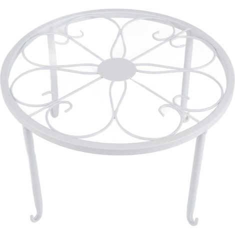 Support de Plante Métal Simple Étagère Basse pour Pot de Fleurs 30x30x19cm Blanc - Balcon, Salon, Intérieur
