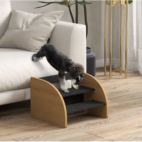 Haustiertreppe mit 3 Stufen, 38,5 x 38,5 x 30 cm, Eiche-Schwarz, OKMYHOME (1/5)