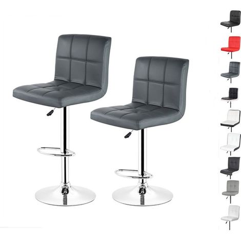 Lot de 2 tabourets de bar (9 couleurs disponibles )gris (1/5)
