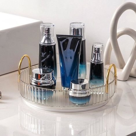 Mensola portaoggetti, mensola per cosmetici da toeletta, mensola portaoggetti girevole a 360° per il bagno, ampia mensola portaoggetti per prodotti per la cura della pelle (1/5)