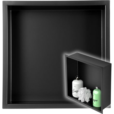 Étagère encastrée 30x30x10 cm, noir mat, pour salle de bain (1/5)