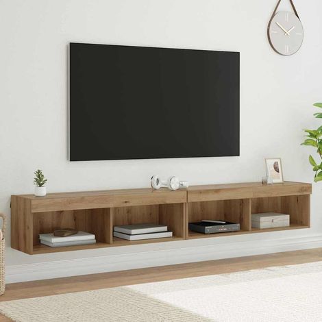 vidaXL Set mobile TV con LED 2 pcs Rovere artigianale 100 x 30 x