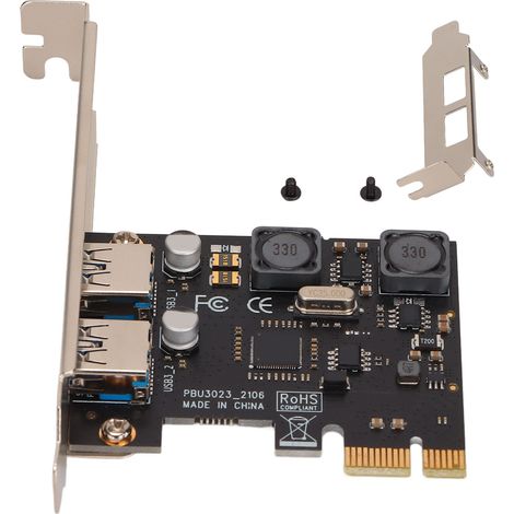 Carte d'extension USB 3.0 PCI Express avec 2 ports et inductance haute puissance (1/5)