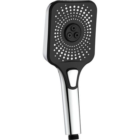 Doccia cromata e nera con pulsante 3 getti - Serie Vortex Square (1/3)