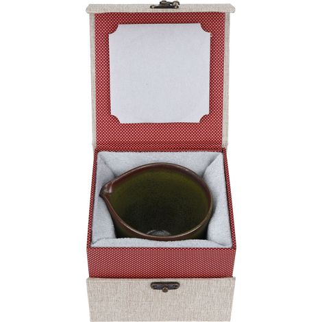 Plateau à thé semi-émaillé en céramique cuite au bois, joint en bambou, distributeur de thé individuel, tasse à thé, service à thé, feuilles de thé (1/5)