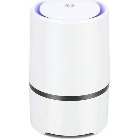 Purificateur d’air HEPA compact, faible bruit, veilleuse intégrée. USB. Bureau ou chambre. Blanc. (1/5)