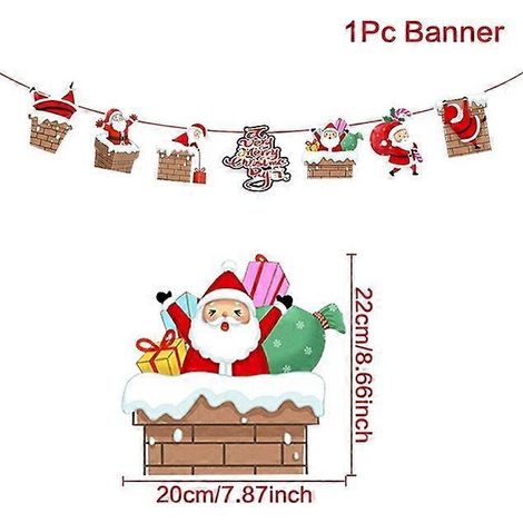 Bannière de Noël avec le Père Noël, décorations de Noël pour la maison, ornements de Noël à suspendre, fête de fin d'année, Navidad Kerst, Nouvel An 8 (1/5)