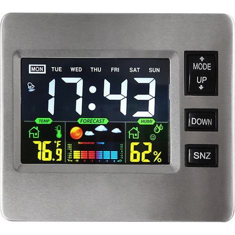 Station météo numérique sans fil avec écran LCD couleur pour prévisions météorologiques avec capteur intérieur, température et humidité (1/5)