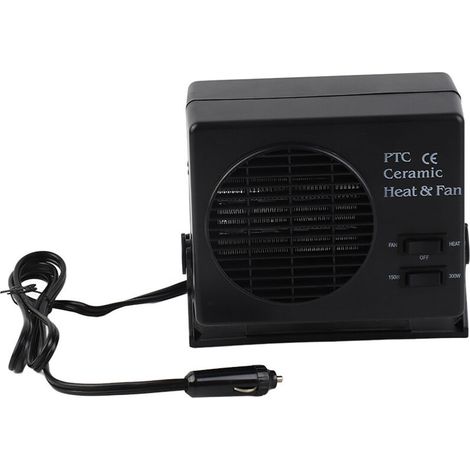 Jeffergarden Chauffage de voiture portable 12 V 300 W, dégivreur, ventilateur en céramique, noir (1/5)