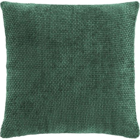 Housse de Coussin en Velours Chenille "Leo" 40x40cm Vert Cèdre