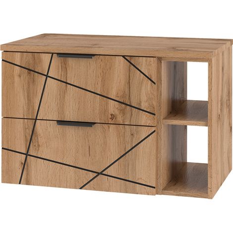 Meuble sous-vasque 80cm 2 niches plan de toilette Teren Bois (1/5)