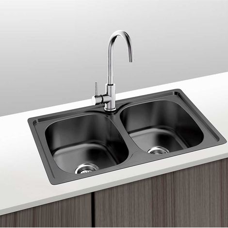 Fregadero Negro Acero Inox 80x44 - 2 Senos - Dublin Gresinex (1/5)