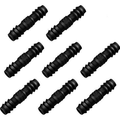 8 Pièces 1/2 Pouces (16 mm) Connecteur Barbelé de Jardin Connecteur de Tuyau d'Irrigation à Goutte en Plastique Connecteurs de Tuyau de Trempage Butée d'Extrémité de Tuyau, Noir (1/5)