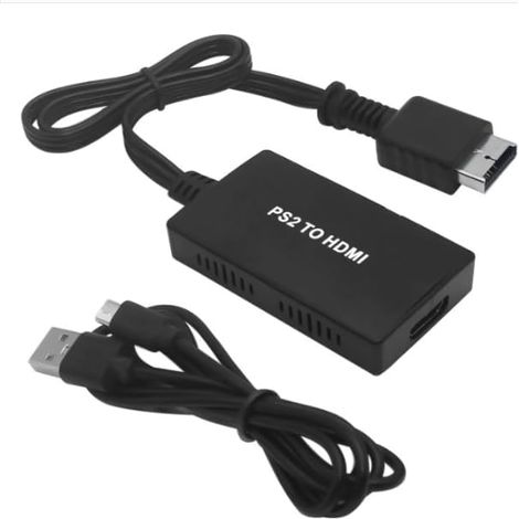 Adaptateur convertisseur HDMI PS2 - Prise en charge 480p/720p 4:3/16:9 - Plug & Play PS2 vers H-DMI - Compatible avec HDTV/moniteur/projecteur, alimenté par USB pour PS1/PS2 vers H-DMI