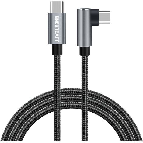 Cable USB-C a USB-C en ángulo Nextbatt de 60 W y 2 m, color negro